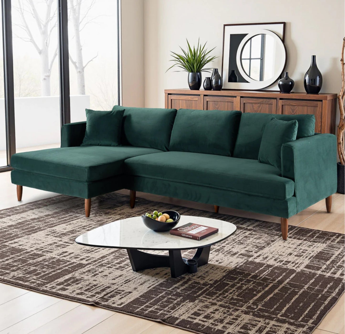 Blake 107" Green L-Shaped Sectional Sofa Left Facing