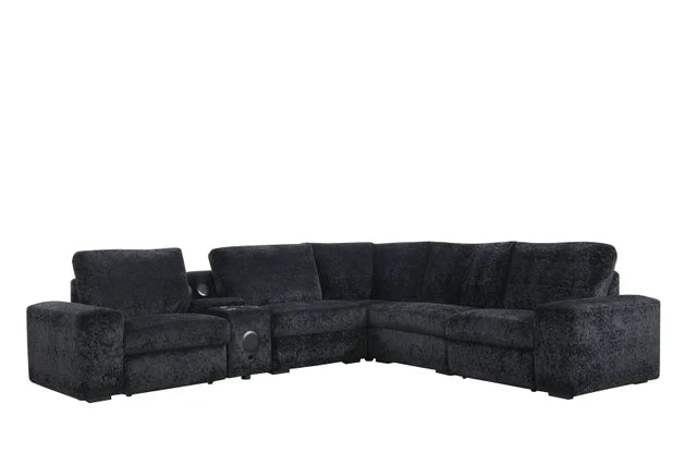 Amelia Charcoal POWER/BLUETOOTH SPEAKERS Reclining Sectional