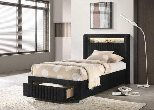 Cupid Black Fabric Twin Platform Bed