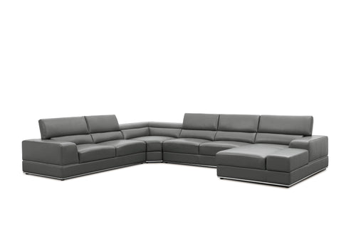 Nella Dark Grey Sectional Sofa | Italian Leather Match MI-5107