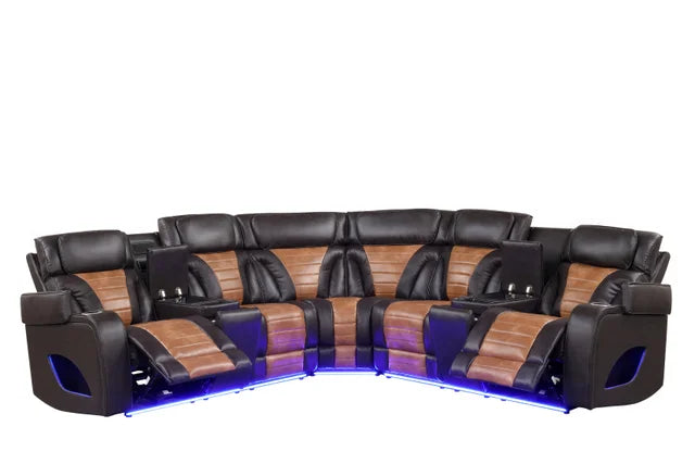 IBIZA Brown POWER/LED/BLUETOOTH SPEAKERS Reclining Sectional