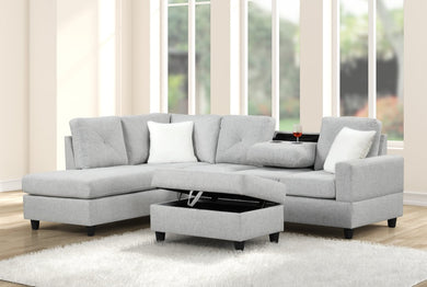 Rocket Gray Fabric Reversible Sectional