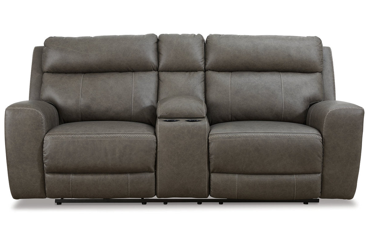 Roman Smoke POWER Reclining Sofa and Loveseat U25402