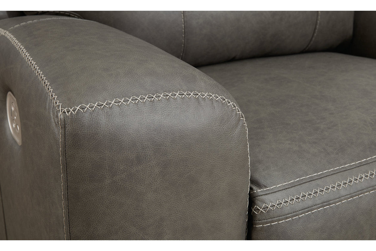 Roman Smoke POWER Reclining Sofa and Loveseat U25402