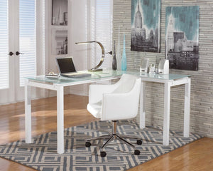 White Top Glass L Office Desk H410