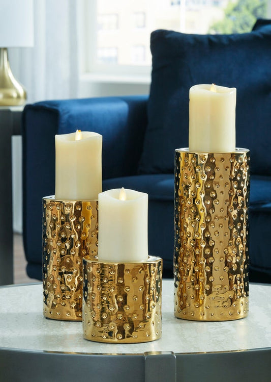 Marisa Gold Finish Candle Holder Set   A2000461