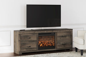 Trinell Brown 72" TV Stand with Fireplace W446-168