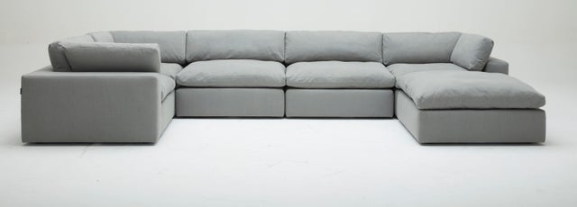 XL Cloud Grey Sectional with Ottoman