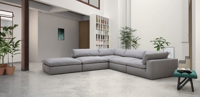 XL Cloud Grey Sectional with Ottoman