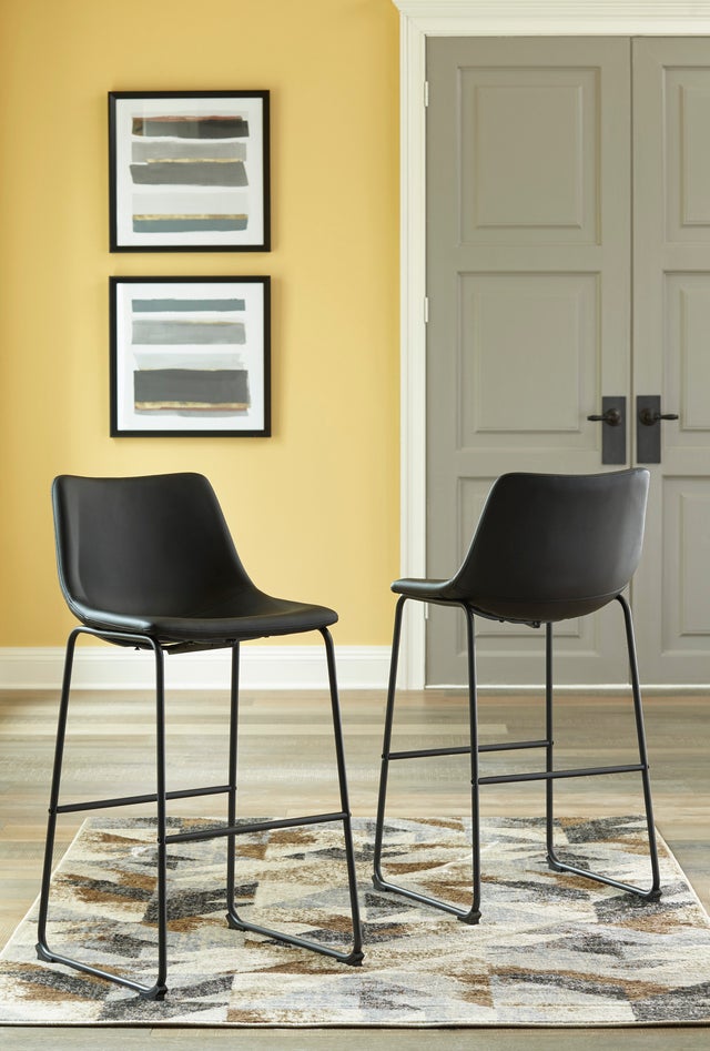 Centiar Black Counter Height Barstool Set of 2 D372