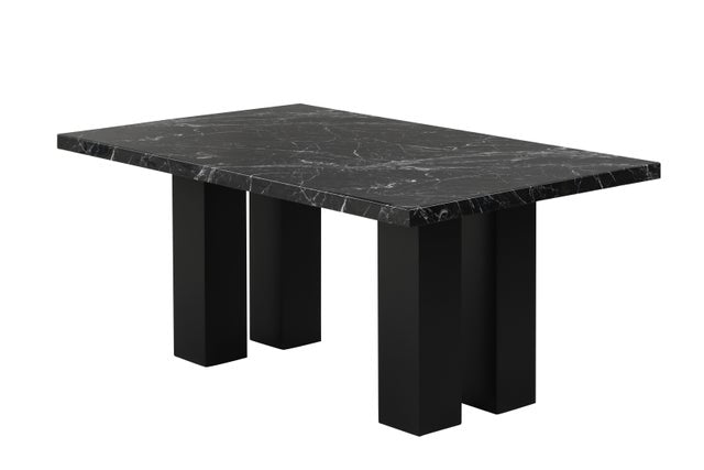 Grand Onyx/Black Velvet 7pc Dining Room Set 1220  (FAUX MARBLE)