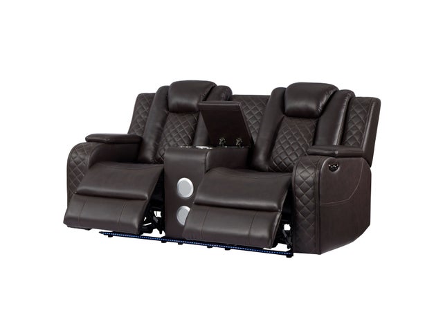 Galaxy Brown POWER/LED/BLUETOOTH SPEAKERS 3pc Reclining Set