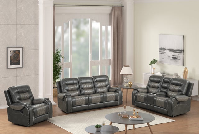 Ashley1003 2Tone Grey OVERSIZED 3PC Reclining Set