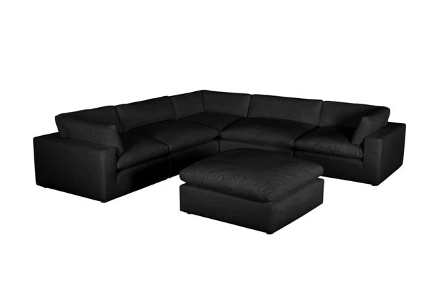 XL Cloud Black Sectional with Ottoman