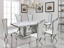 Load image into Gallery viewer, White GENUINE MARBLE/Stainless Steel 7pc Dining Set D6061