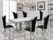 Load image into Gallery viewer, Black/White GENUINE MARBLE/Stainless Steel 7pc Dining Set D6061
