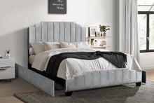 Load image into Gallery viewer, HH970 Grey Velvet Platform Bed with  Side Drawer Storage