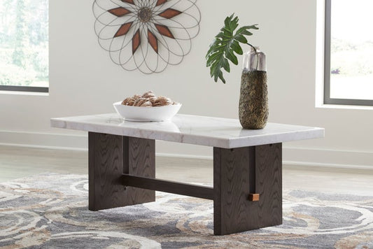 Burkhaus White/Dark Brown MARBLE Coffee Table T779