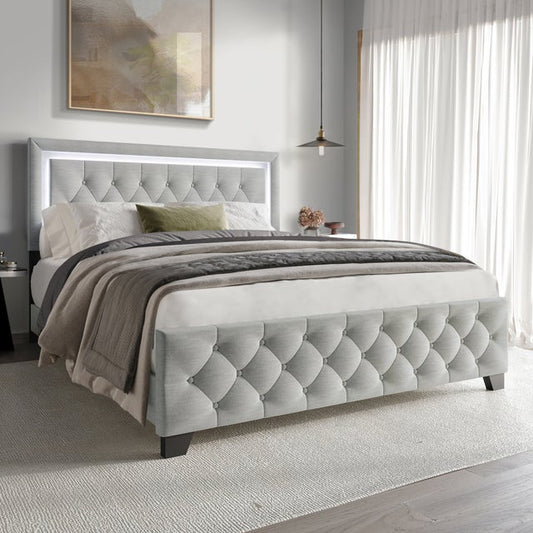 HH240 Grey LED Platform Bed