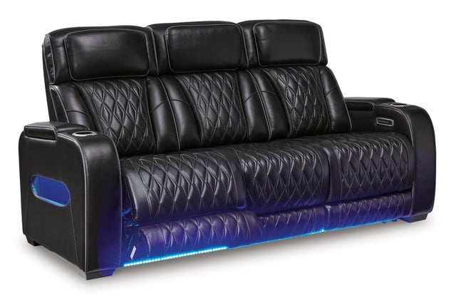 Boyington Black POWER/LED/AIR MASSAGE/GENUINE LEATHER Reclining Sofa and Loveseat U27106