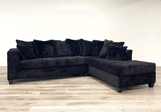 410 Black Fabric Sectional