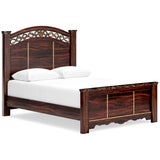 2 Tone Glossy Reddish/Brown Finish Bedroom Set  B1055