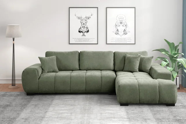 Manhattan 118" Green Fabric Sectional