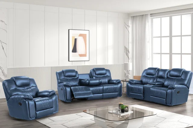 Galveston OVERSIZED Blue 3pc Reclining Set