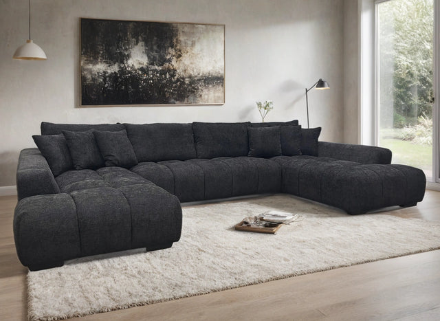 Brooklyn 143" Black Chenille Sectional