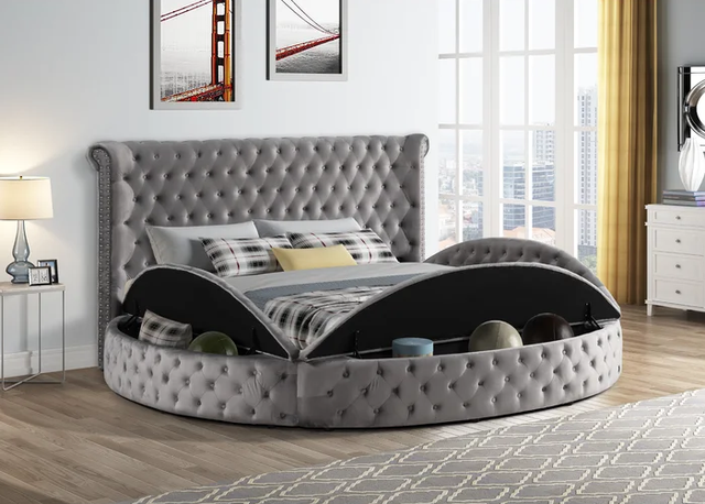 Penthouse Storage Platform Gray King Bed with USB