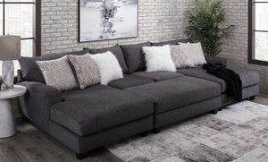 6000 Gray Fabric Sectional without Ottoman