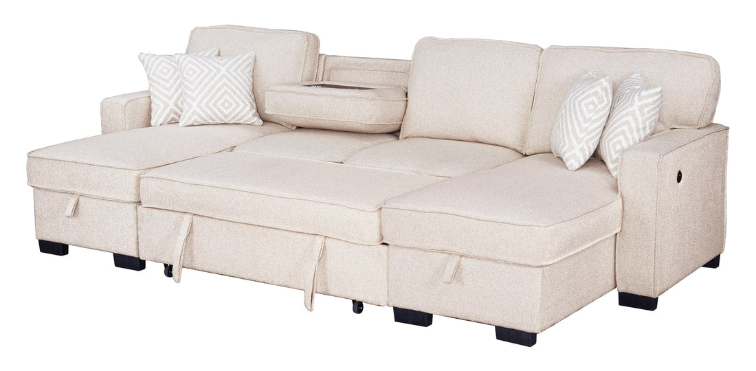 Sahara Beige  Double Storage Chaise Sectional