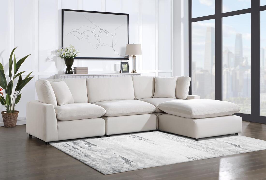 SKY 118" Cream Velvet Modular Sectiona