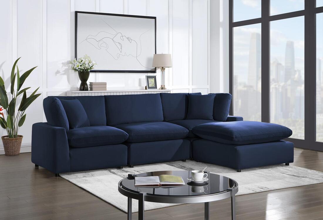 SKY 118" Navy Velvet Modular Sectional