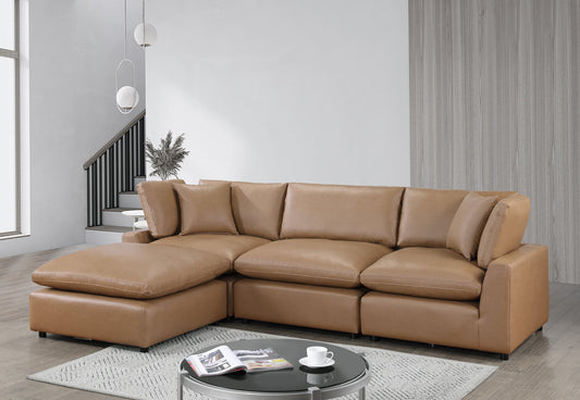 Sky 118" Camel Leather Modular Sectional