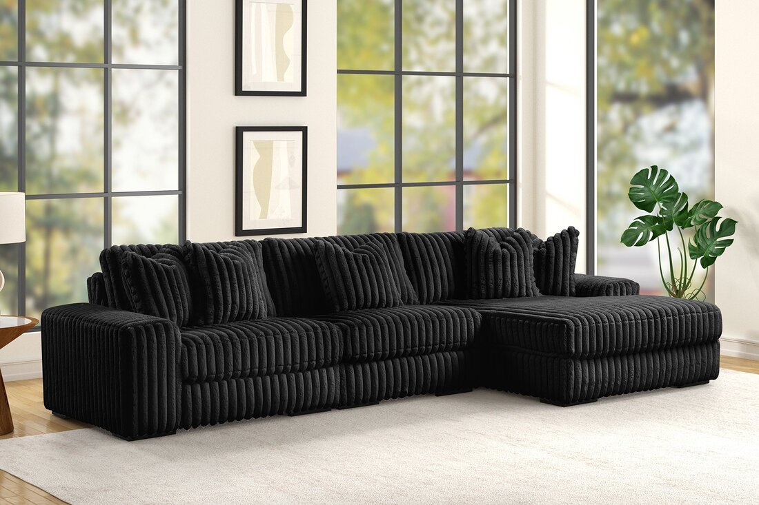 Sunday2 140" Black 3pc Sectional