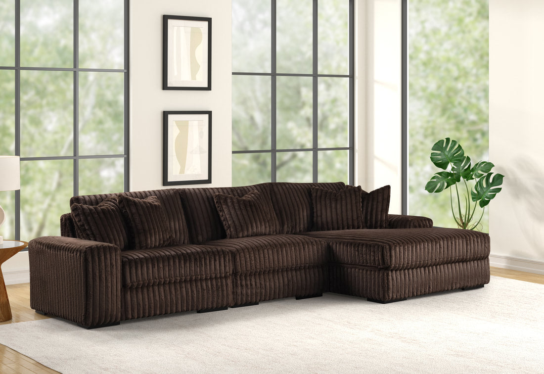 Sunday2 140" Chocolate 3pc Sectional