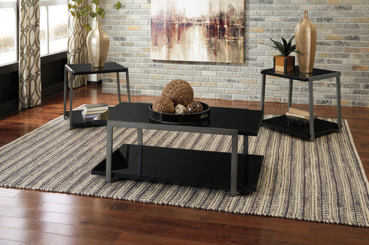 Rollynx Black 3pc Coffee Table Set T326