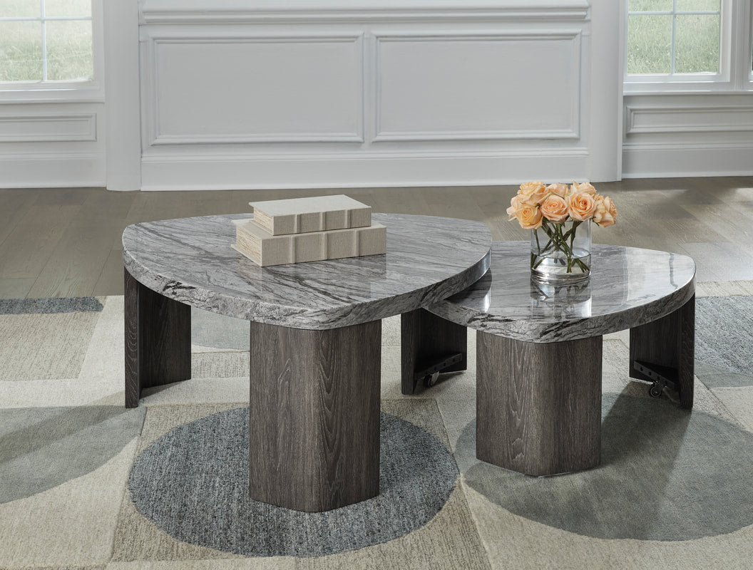 Surmour Gray/Brown Stacked Coffee Table Set T600