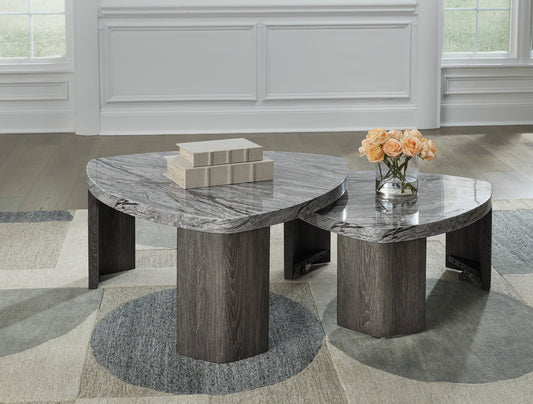 Surmour Gray/Brown Stacked Coffee Table Set T600