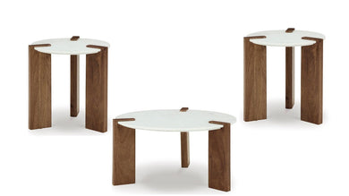 Isanti White/Brown 3pc Coffee Table Set T652