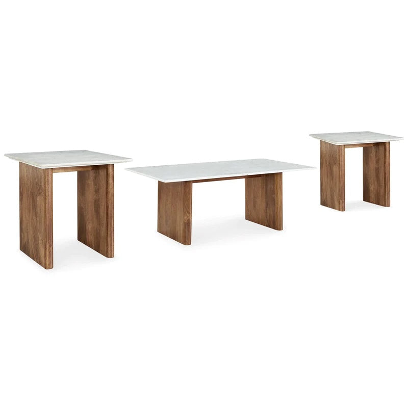 Isanti Light Brown/White 3pc Coffee Table Set T662