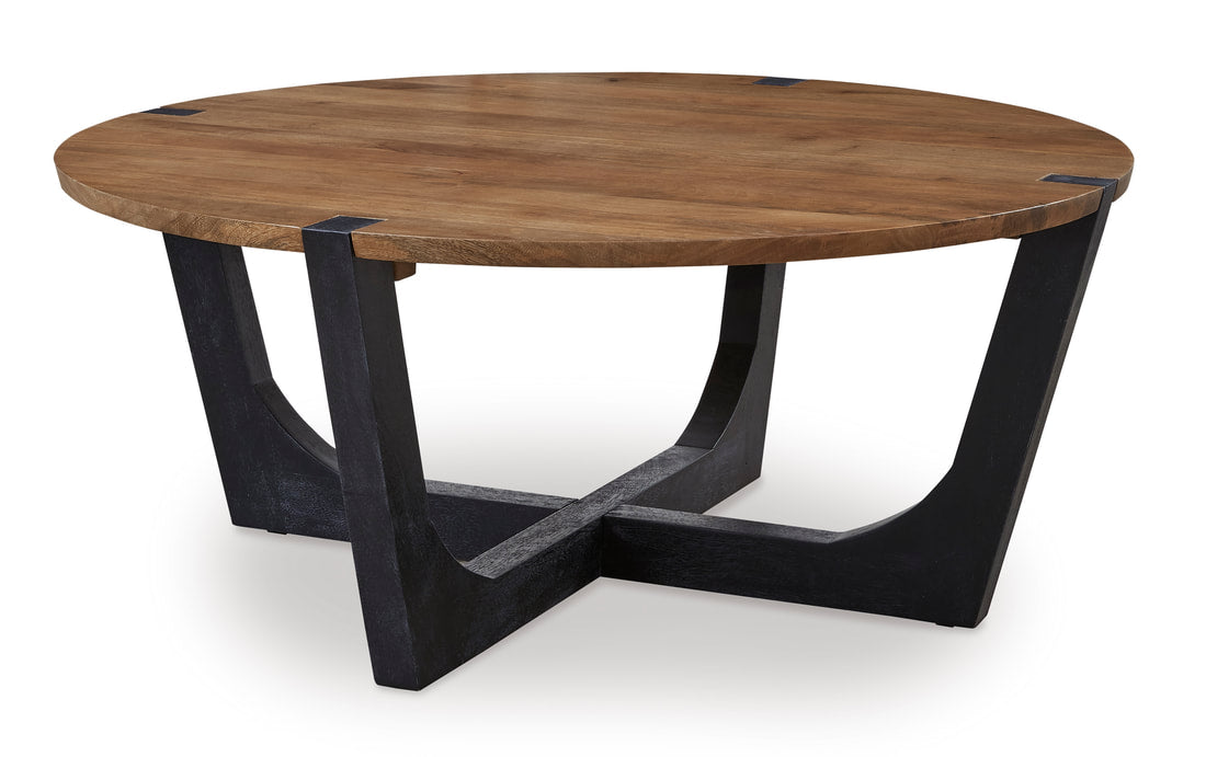 Hanneforth Brown/Black Coffee Table T726