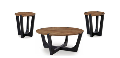 Hanneforth Brown/Black 3pc Coffee Table Set T726