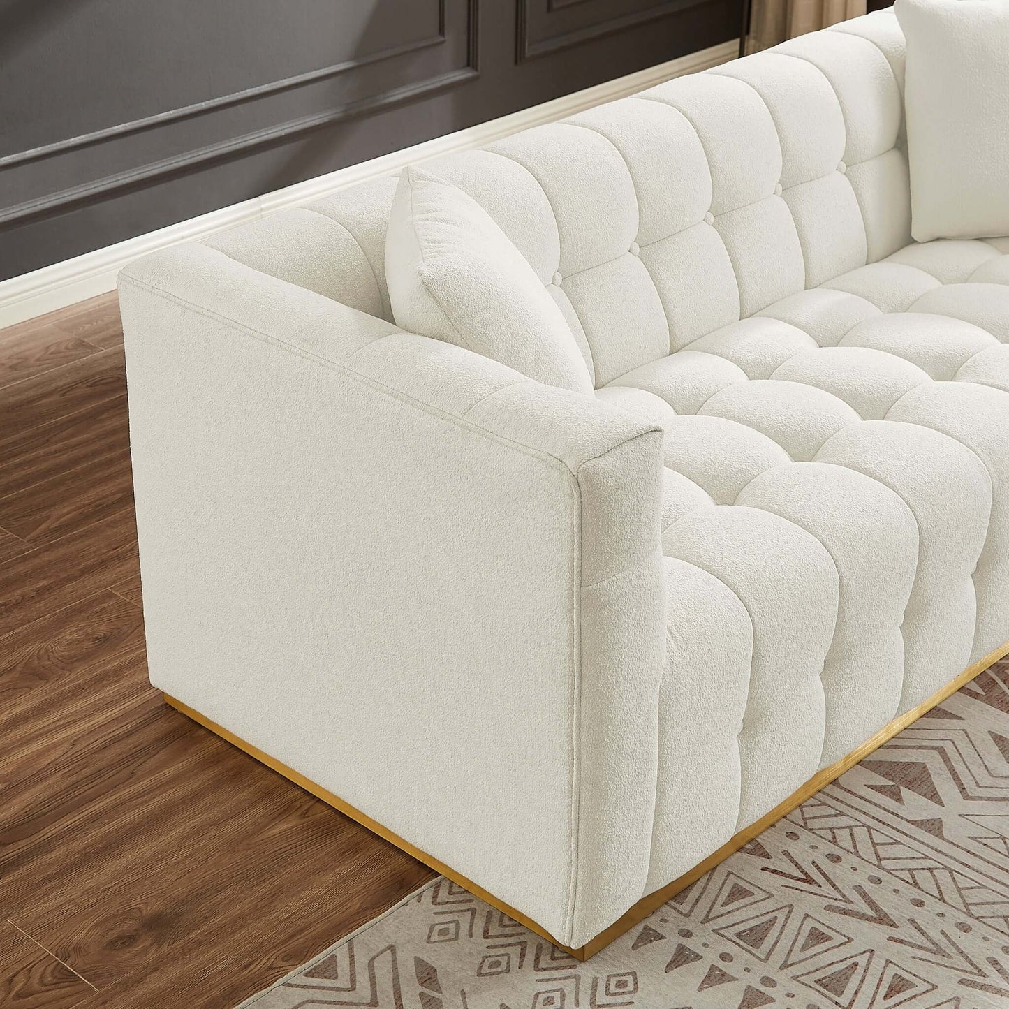 Eleanor Mid-Century Modern Sofa Beige Boucle