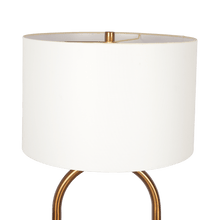 Load image into Gallery viewer, Vivid Brass Ring Base Floor Lamp with Large White Drum Shade
