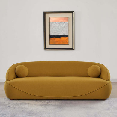 Andrew Mustard Japandi Style Boucle Sofa