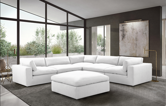 XL Cloud White Sectional with Ottoman