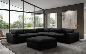 XL Cloud Black Sectional with Ottoman