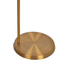 Load image into Gallery viewer, Zenith Offset Brass Base Floor Lamp with Drum-shaped Linen Shade